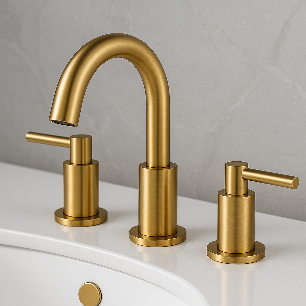 Fontana Mina luxury 3 hole deck mount mixer faucet gold finish